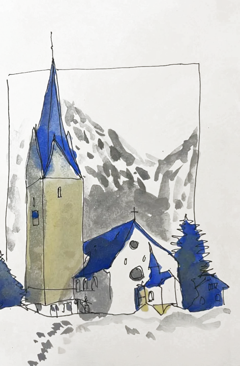 Alpine church sketch